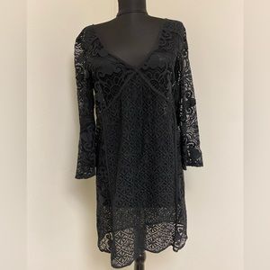 Topshop Sheer Lace Swim Coverup Black Dress New With Tags, Mini Small